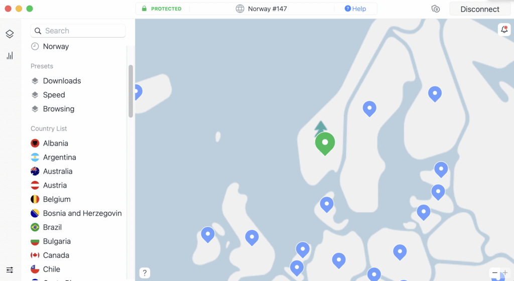Forbundet til Norge med VPN